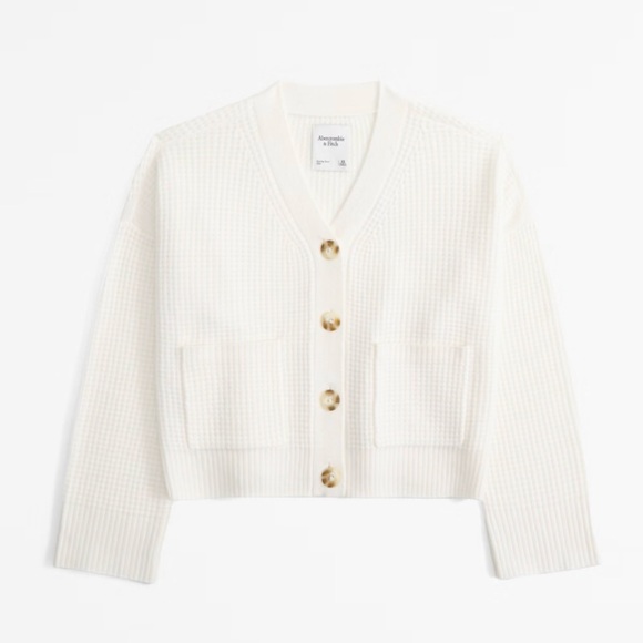 A&F Cream Waffle Cardigan NWT - Picture 6 of 8